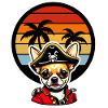 Chihuahua Pirate in Caribbean Sunset Palm Trees