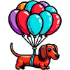 Dachshund Dog with Balloons