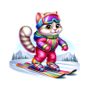 Chat skieur mignon