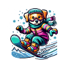 Chien snowboarder mignon