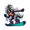 Cheval snowboarder mignon