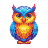 Gufo colorato kawaii cartone animato personaggio uccello