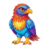 Falcon Colorful Kawaii Cartoon Character Bird