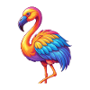 flamingo, färgglada, kawaii, tecknad film, tecken, fågel