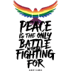 Feuriger Regenbogen-Zungenflug mit Friedensbotschaft
