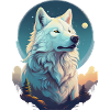 White wolf at midnight