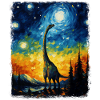 Brachiosaurus Dinosaur Starry Night Painting