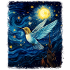Hummingbird Starry Night Painting