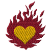 Coeur brûlant brodé