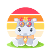 Hippiepotamus - Hippopotame Flower Power