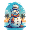Ein Schneemann am Strand