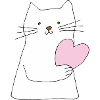 Cat White with Heart