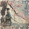 Japanisch, Samurai, Kirschblüte, Kunst, Ukiyo-E