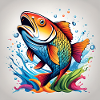 Forelle Fisch farbig