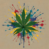 Blatt Hanf farbig