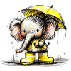 L’éléphant sous la pluie
