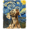 Weimaraner Dog Starry Night Painting