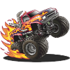Monstertruck mit lodernden Reifen