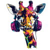 Giraffe Giraffe Head with Headphones