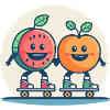 Roller skateboarding, fun and fruit