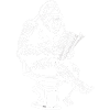 Thoughtful gorilla reading newspaper
