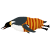 Penguin dives (swimsuit red yellow)