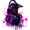 Crow Raven Bird with Headphones