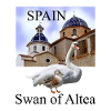 Ornate swans and Spanish architecture