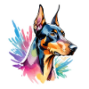 Dobermann Wasserfarben