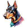 Dobermann Wasserfarben
