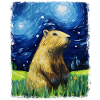 Capybara Capibara Starry Night Painting