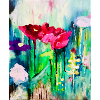 Aquarellblumen im Farbmeer