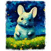 Chinchilla Cute Starry Night Painting