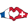 France Suisse Drapeau Mains Coeur