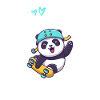 Pandastic Panda On Skateboard. Black.