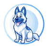 Deutscher Schäferhund Blaue Kawaii Zeichentrickfigur