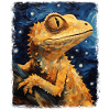 Crested Lizard Starry Night Painting