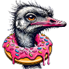 witziger Augenschmaus - Vogel Strauß mit Donut