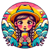 Retro Girl Drinking Pop Illustration