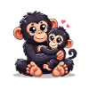 Loving Chimpanzee Parent with Child