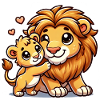 Loving Lion Parent with Child