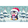 Pinguin mit Geschenk