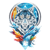 Geometric wolf water and fire