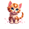Cute kitten with hearts