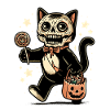 Chat zombie mort-vivant Halloween
