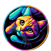 Katze Neon Bunt Farbig
