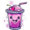 Kawaii pirtelö kirsikalla ja söpöllä gesicillä