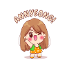 Annyeong. Kawaii Chibi Anime Girl.