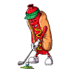 Hobby Golfer Golf Course Golfer Eating Hot Dog