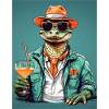 Cool alligator with cocktail